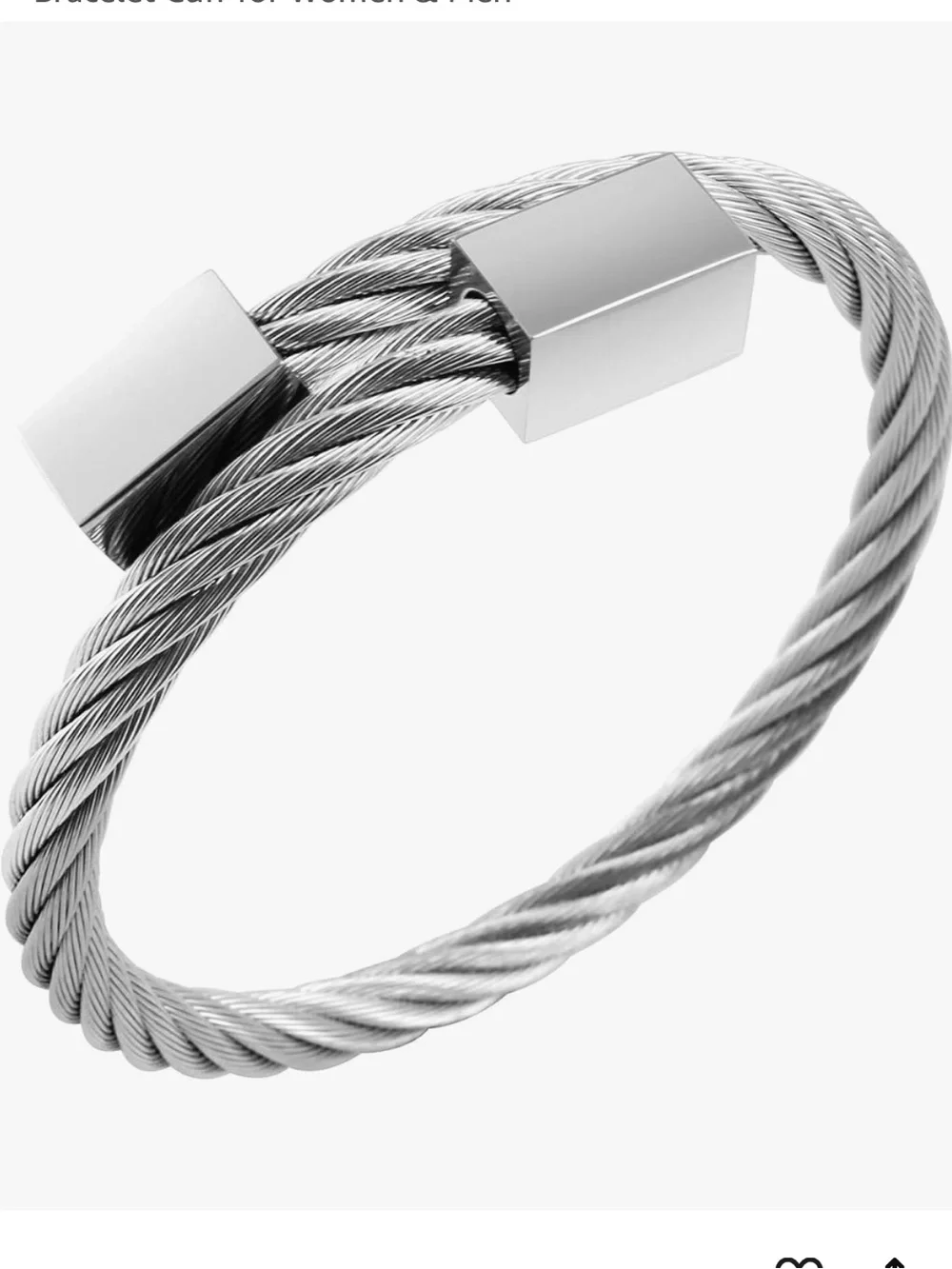 Silver Cable Cuff Bracelet with Pearl End Caps - Silver
